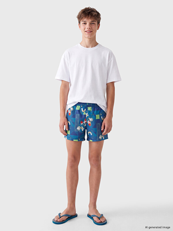 LCW Kids Pantallona plazhi me print Sonic për djem