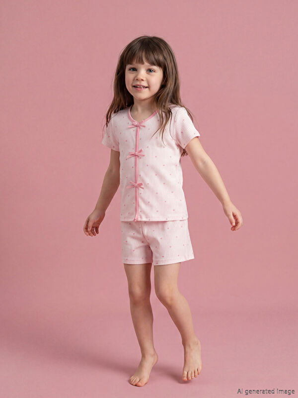 LCW Kids Kız Çocuk Şortlu Pijama Takımı