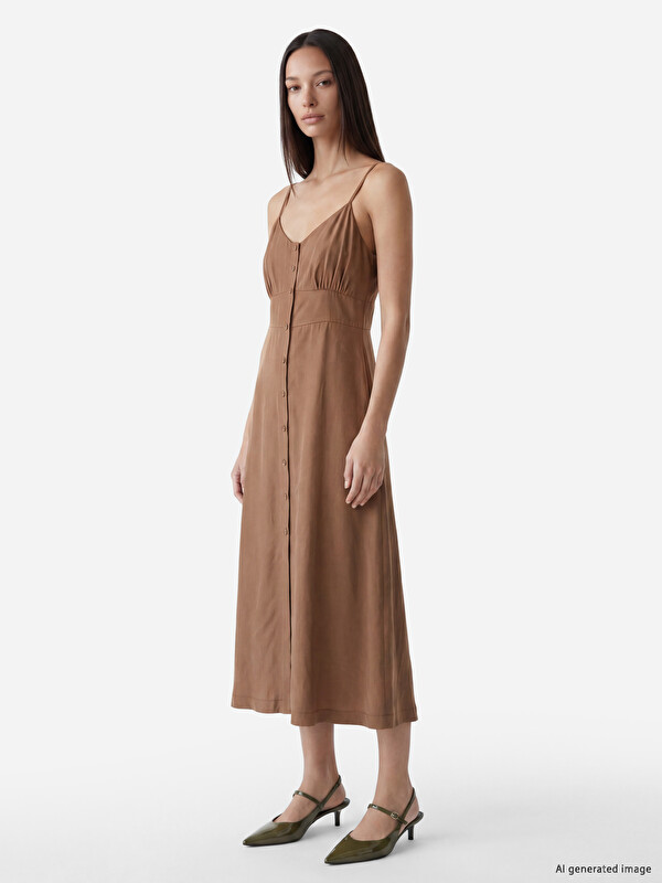 LCW EVERYDAY Strappy Ruched Modal Blend Dress