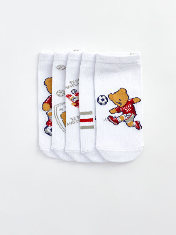 LCW Kids Ayı Teddy Desenli Erkek Çocuk Patik Çorap 5'li