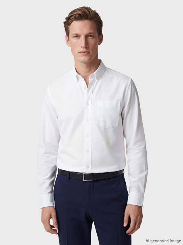 SOUTHBLUE Regular Fit Keten Karışımlı Erkek Gömlek