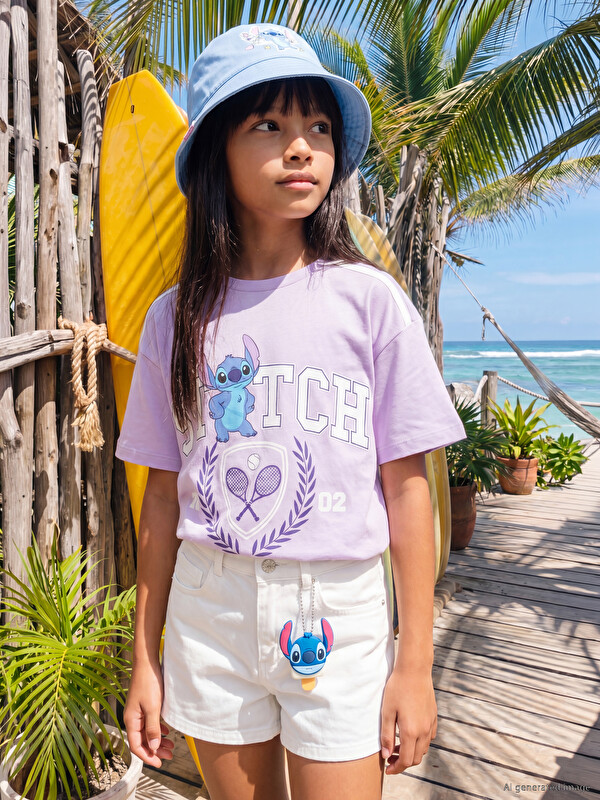 LCW Kids Stitch Printed Girls' T-Shirt