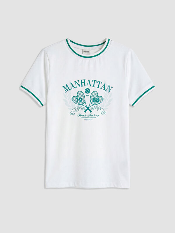 LCW Kids Manhattan Baskılı Kız Çocuk Tişört