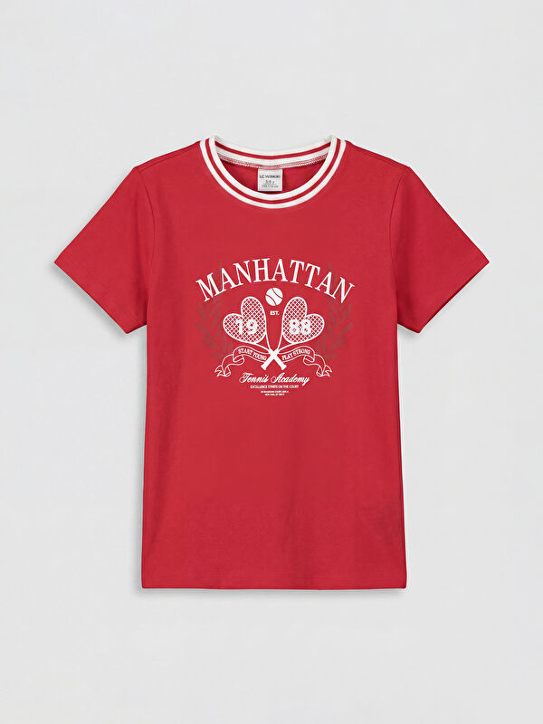 LCW Kids Manhattan Baskılı Kız Çocuk Tişört