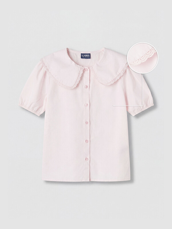 LCW Kids Lace Detailed Peter Pan Collar Girls' Shirt