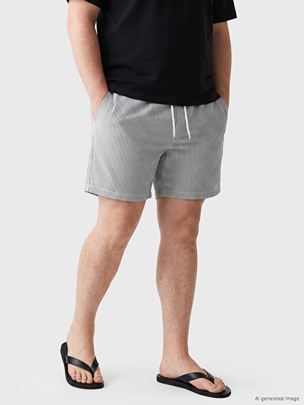 LCW SWIMWEAR Kısa Boy Çizgili Erkek Deniz Şortu