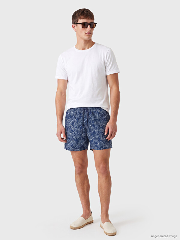 LCW SWIMWEAR Diz Hizası Boy Desenli Erkek Deniz Şortu