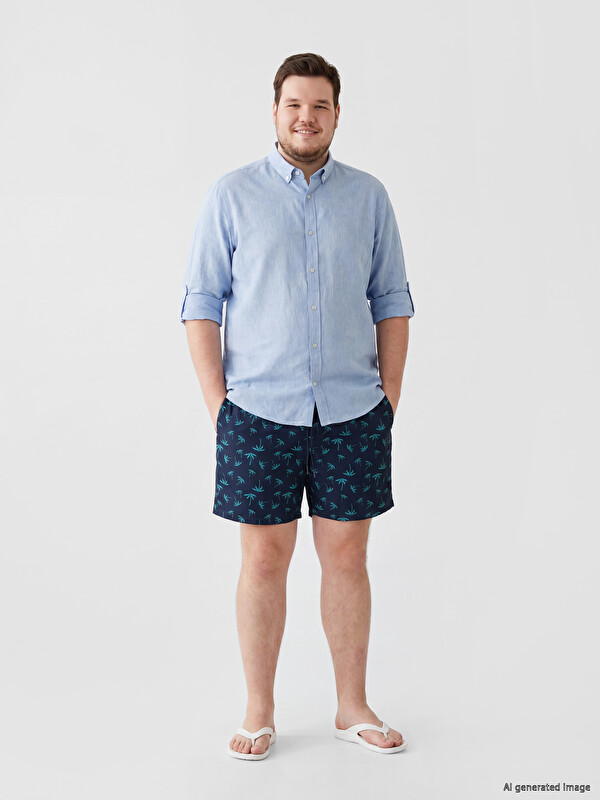 LCW SWIMWEAR Short Length Palm Patterned Men's Swimming Shorts