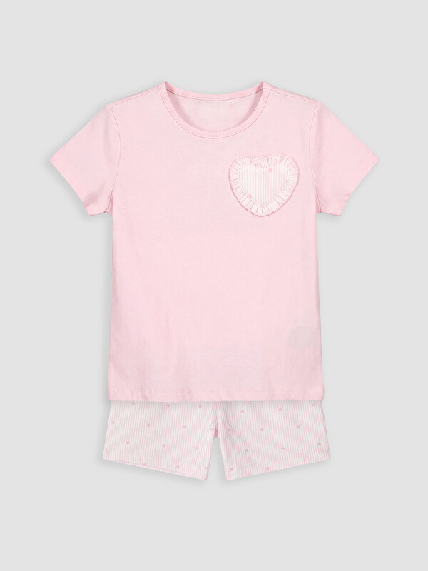 LCW Kids Bisiklet Yaka Kız Çocuk Şortlu Pijama Takımı