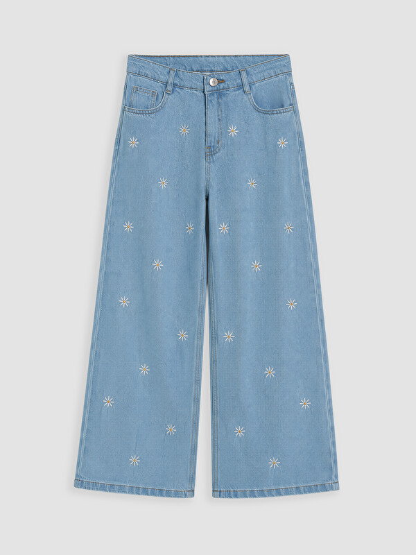 LCW Kids Wideleg Embroidered Girls' Jeans