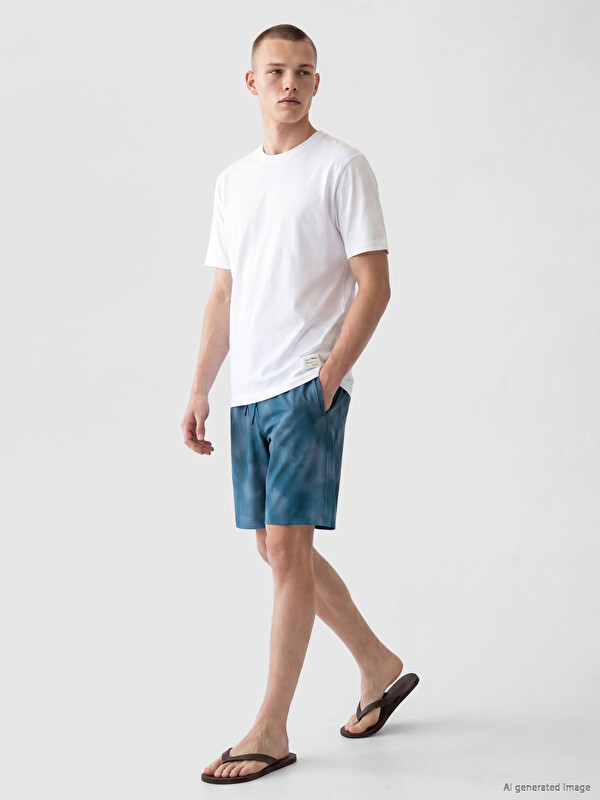 LCW SWIMWEAR Diz Hizası Boy Desenli Erkek Deniz Şortu