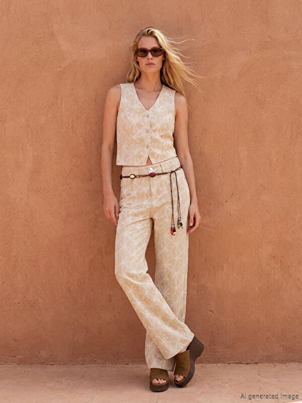 LCW Vision Straight Fit Nakışlı Kadın Jean Pantolon