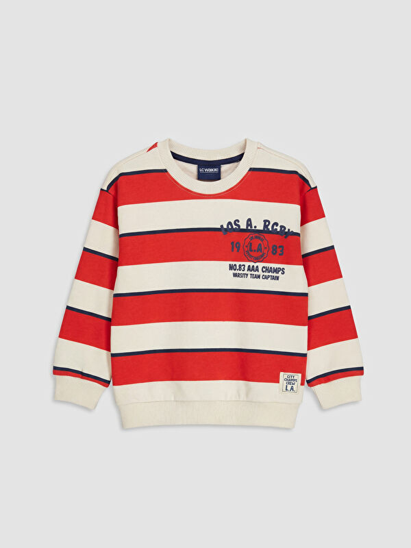 LCW Kids Bisiklet Yaka Baskılı Erkek Çocuk Sweatshirt