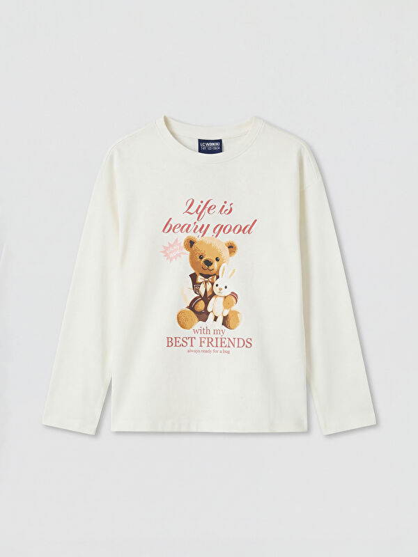 LCW Kids Ayı Teddy Baskılı Kız Çocuk Pijama Üstü