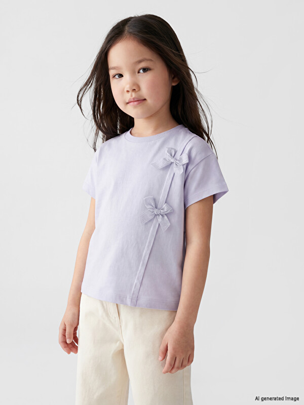 LCW Kids Bow Detailed Girls' T-Shirt