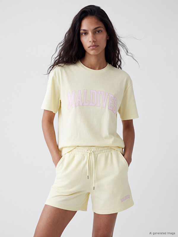 XSIDE T-shirt Femme à Touche Douce Imprimé Maldives