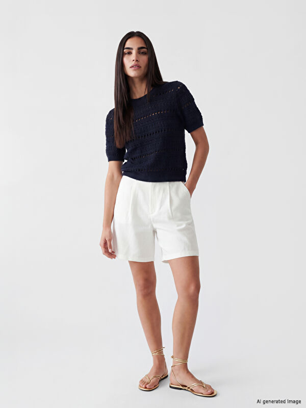 LCW Vision Loose Fit Pileli Kadın Şort