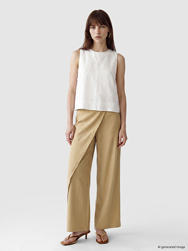 LCW Vision Wrap Closure Linen Blend Women's Trousers