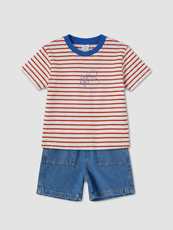 LCW baby Çizgili Erkek Bebek Şortlu Takım