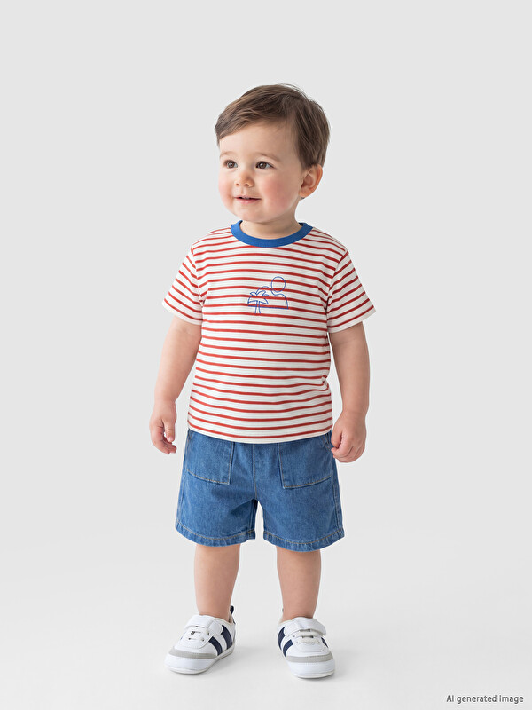 LCW baby Çizgili Erkek Bebek Şortlu Takım