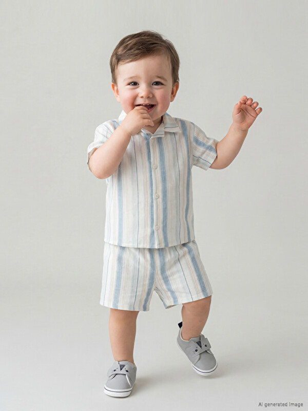 LCW baby Çizgili Erkek Bebek Şortlu Takım