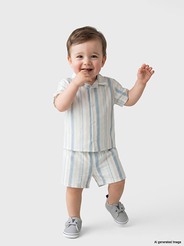 LCW baby Çizgili Erkek Bebek Şortlu Takım