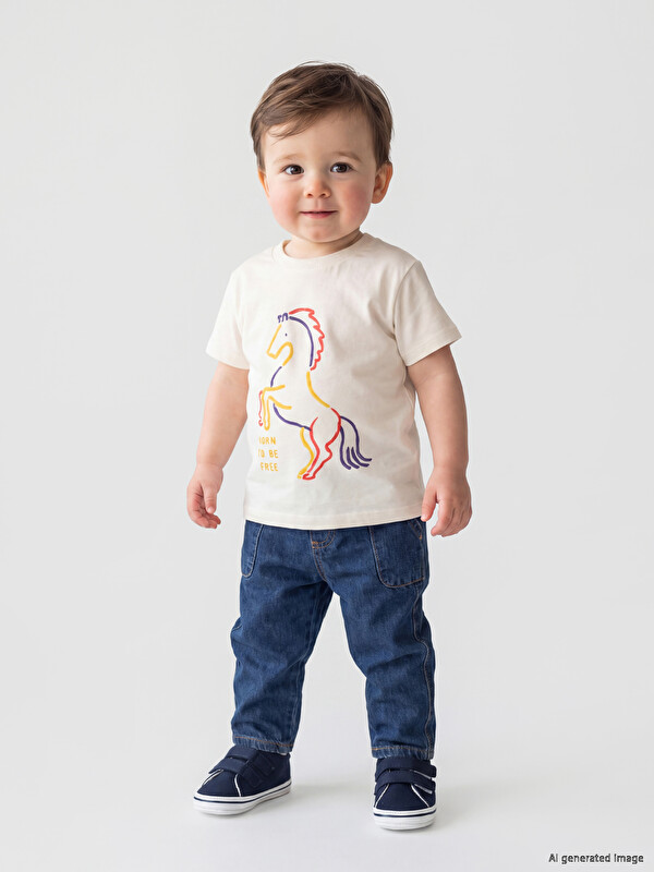 LCW baby Erkek Bebek Tişört ve Pantolon Takım