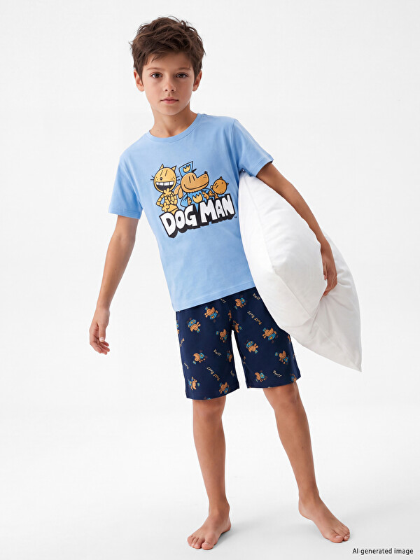 LCW Kids Dog Man ნაბეჭდი ბიჭების მოკლე პიჟამის ნაკრები
