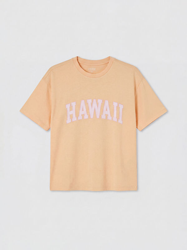 XSIDE Bisiklet Yaka Hawaii Baskılı Kadın Tişört