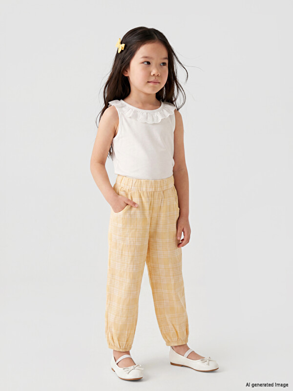 LCW Kids Elastične karirane pantalone za devojčice