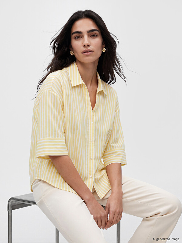 LCW Vision Striped Oversize Twill Women's Shirt