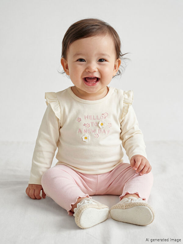 LCW baby Çiçekli Kız Bebek Çıtçıtlı Body ve Tayt