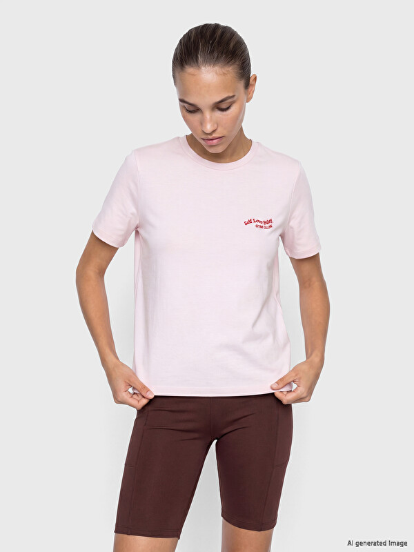 KOOR SPORT Nakışlı Soft Touch Kadın Spor Tişört
