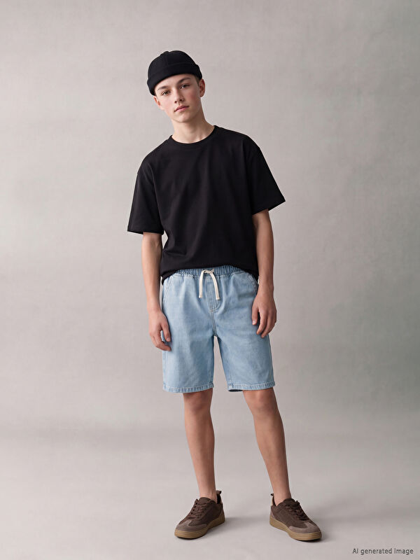 LCW Kids Beli Lastikli Erkek Çocuk Jean Şort