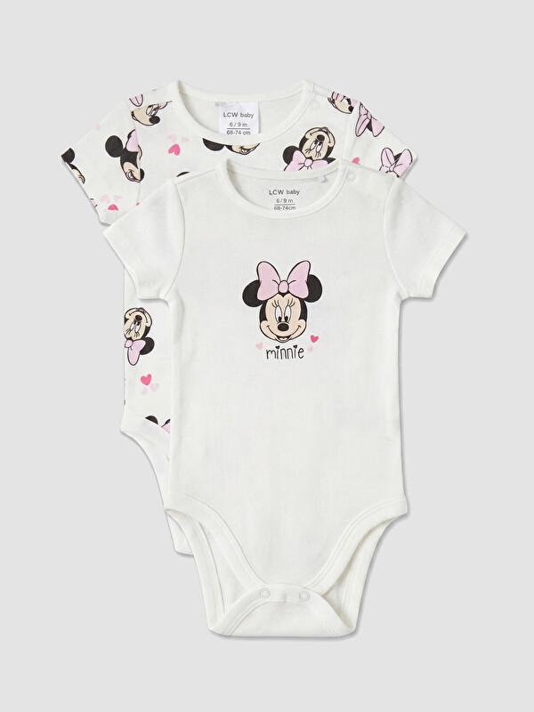 LCW baby Minnie Mouse Baskılı Kız Bebek Çıtçıtlı Body 2'li