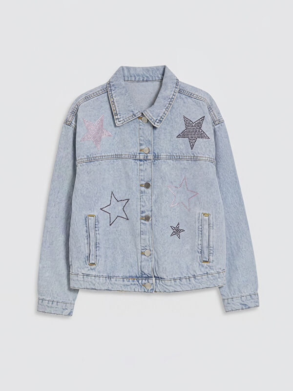 LCW Kids Taşlı Kız Çocuk Jean Ceket