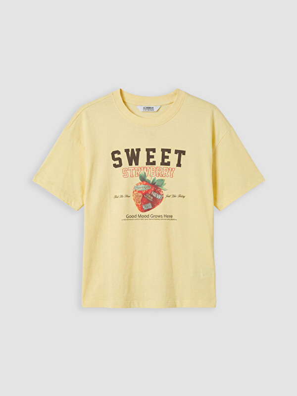 LCW Kids Crew Neck Printed Girls' T-Shirt