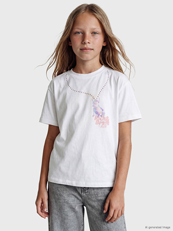 LCW Kids Baskılı Kız Çocuk Tişört