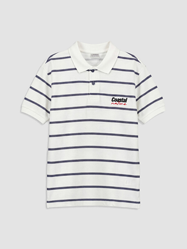 LCW Kids Polo Yaka Çizgili Erkek Çocuk Tişört