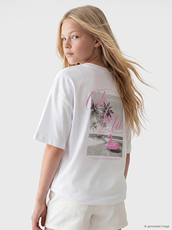 LCW Kids Loose Fit Printed Girls' T-Shirt