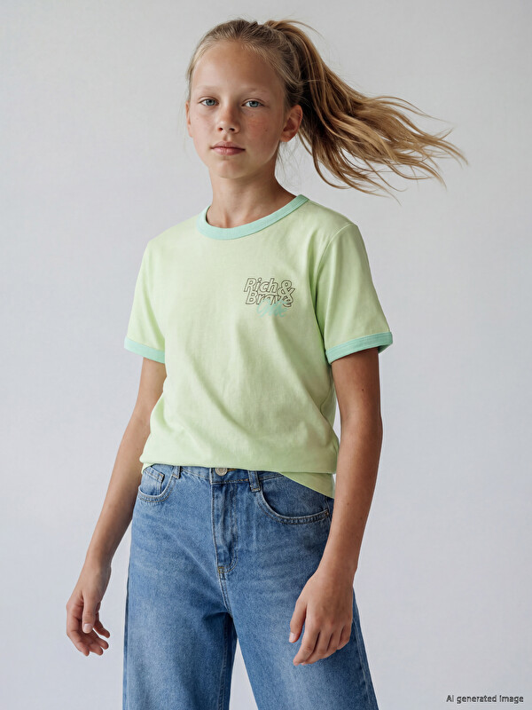 LCW Kids Tricou Imprimat Cu Guler Rotund Pentru Fete