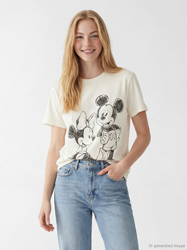 XSIDE Mickey Mouse Baskılı Kadın Tişört