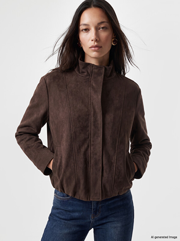 LCWAIKIKI Classic Oversize Women's Faux Suede Jacket