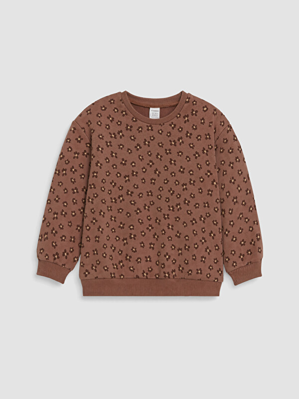 LC WAIKIKI Çiçekli Kız Çocuk Kalın Sweatshirt