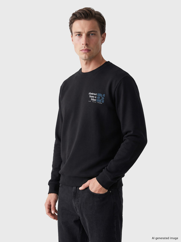 LC WAIKIKI Bisiklet Yaka Baskılı Erkek Sweatshirt