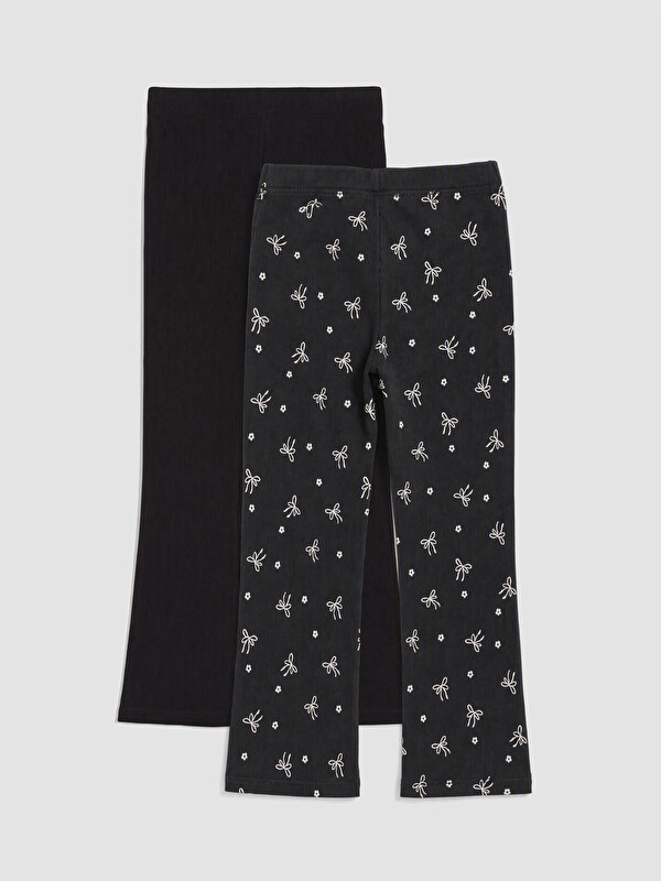 LCW Kids Leggins me shirita me fund të zgjeruar, paketë me 2 copë për vajza