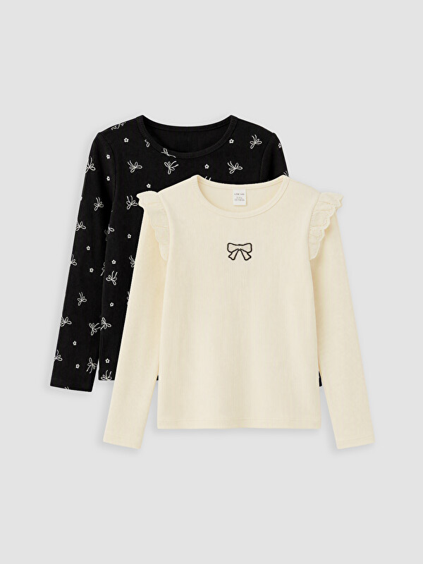 LCW Kids Embroidered Girls' T-Shirt 2 Pack