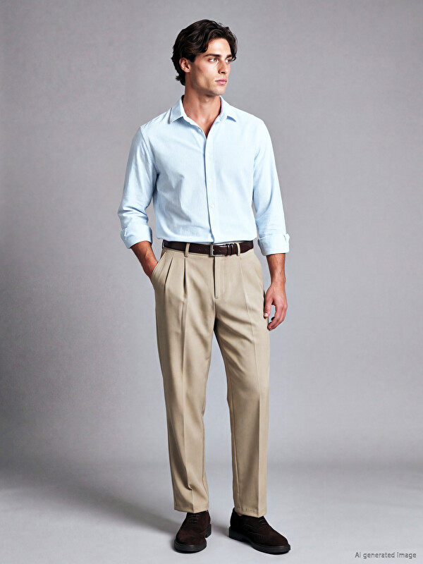 LCW Vision Relax Fit Gabardin Erkek Pileli Pantolon