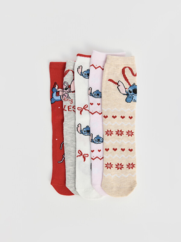 LCW Kids 5 komada dečjih čarapa do gležnja sa Stitch i Angel printom