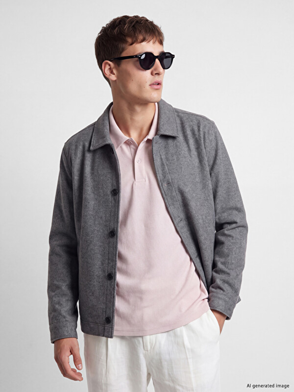 LCW Vision Regular Fit Erkek Kaşe Gömlek Ceket